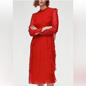 Little Moon Long Sleeve Red MIDI Dress from Aritzia - Size Medium